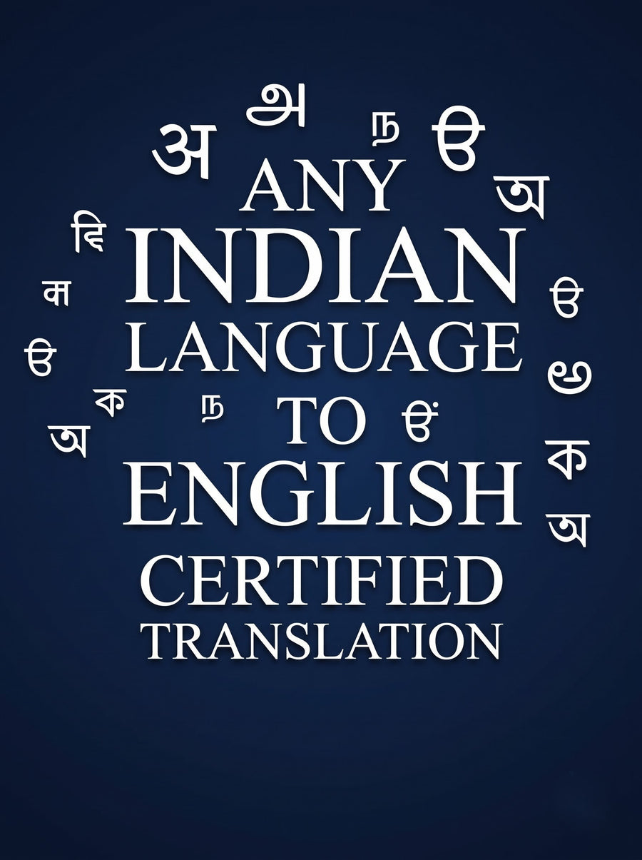 Any Indian language to English Certified Translation of Birth Certificate, Marriage Certificate and other Documents