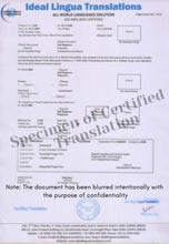 Load image into Gallery viewer, specimen-of-certified-translation