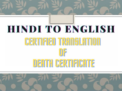Hindi to English Certified Translation of Death Certificate
