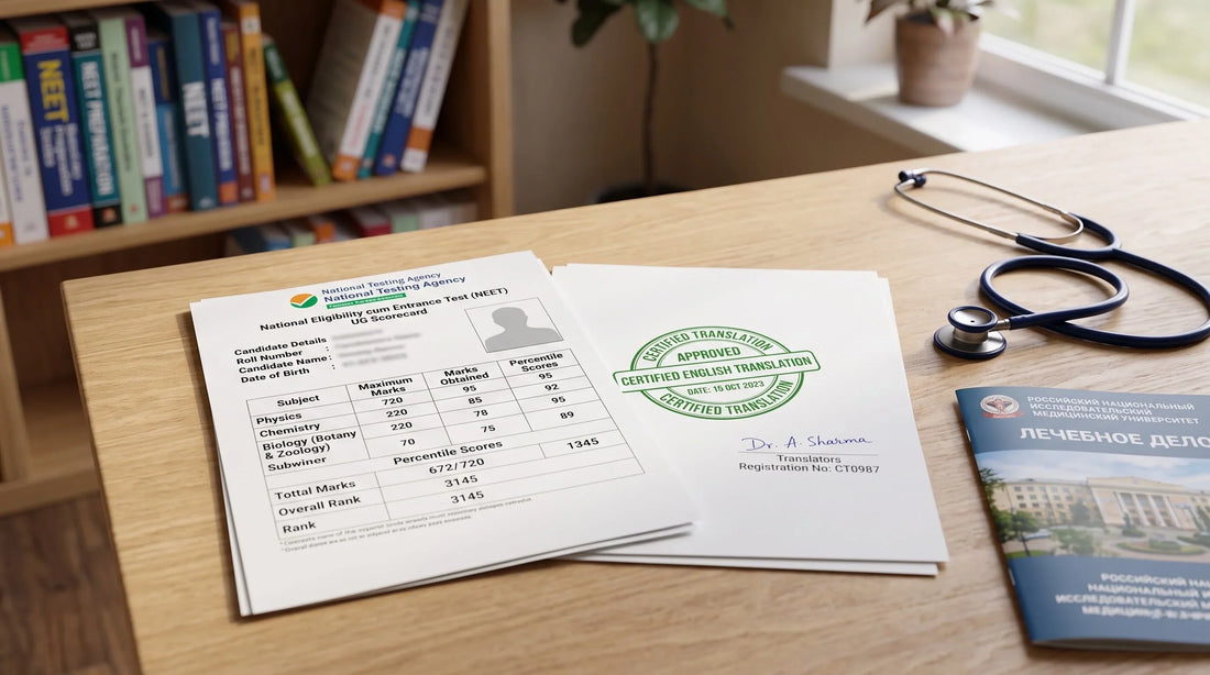 NEET Scorecard Translation for MBBS in Russia: Why NMC & Russian Universities Reject Untranslated Scorecards and How to Fix It (2026 Guide)