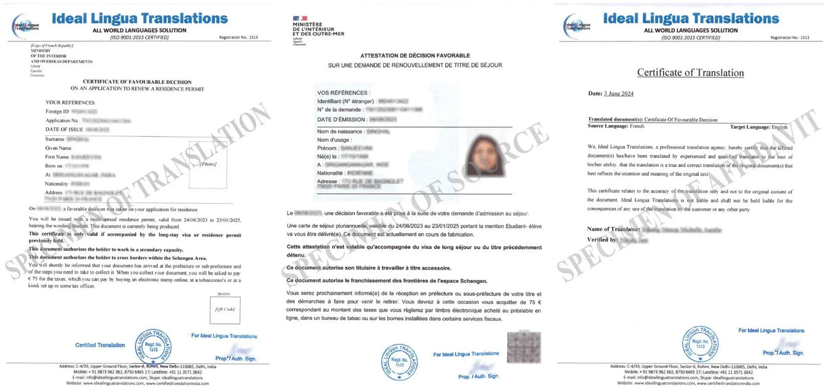 French Residence Permit Translation: Titre de Séjour