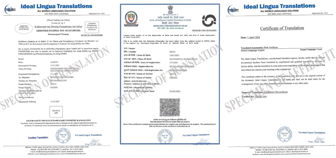 English to Foreign Language Birth Certificate Translation