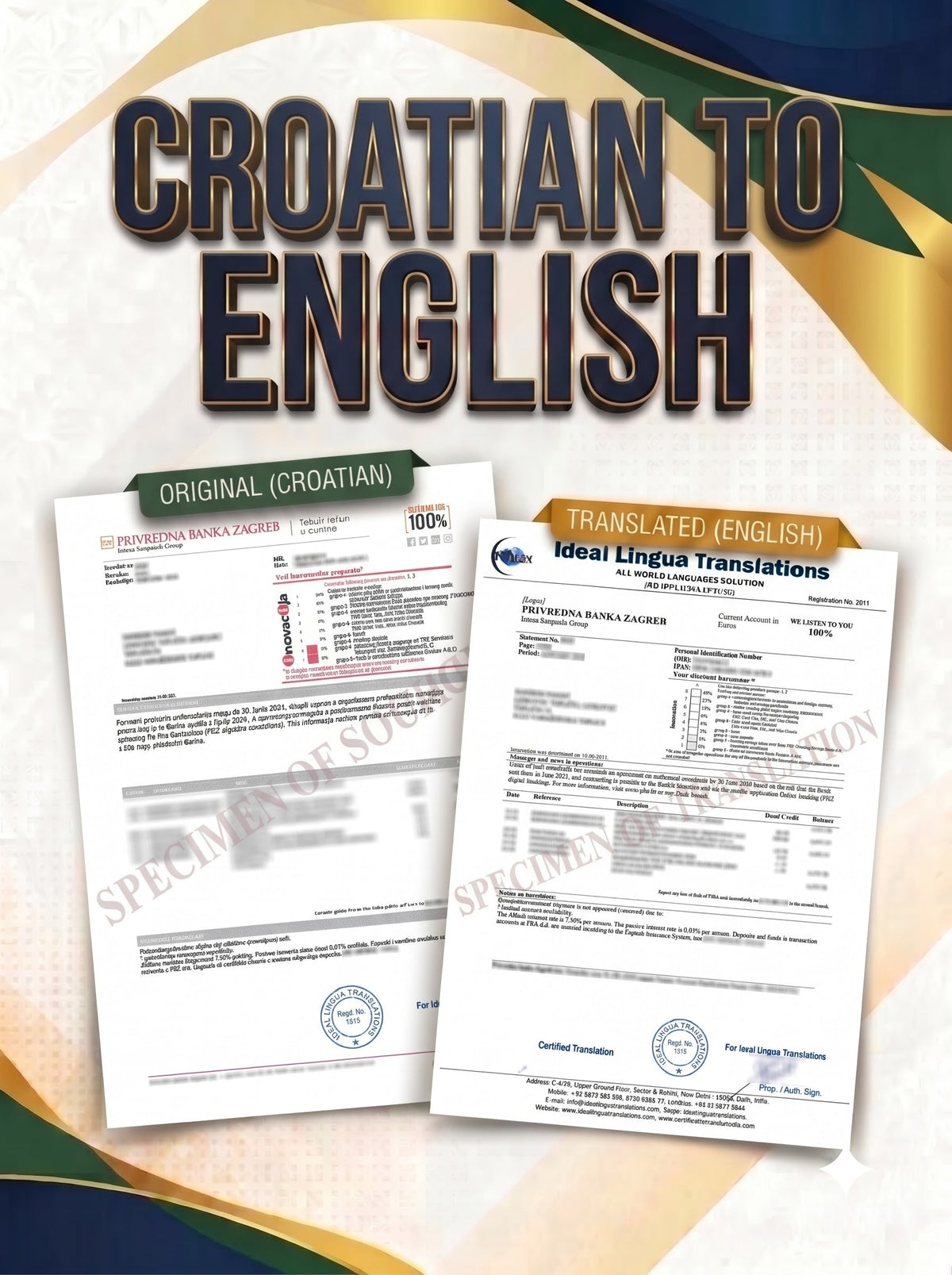 Croatian to English Certified Translation of Degrees, Certificates & Other Legal Documents