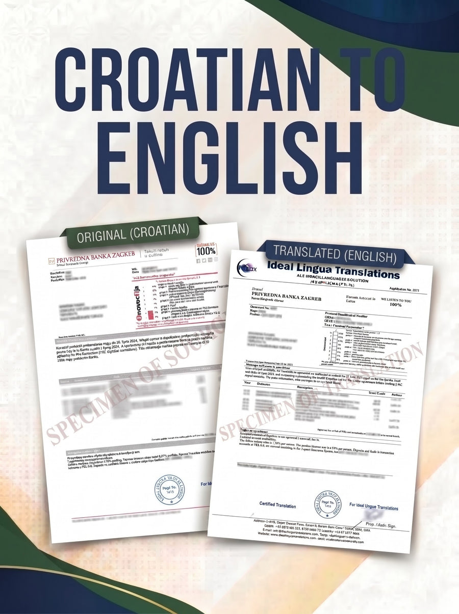 Croatian to English Certified Translation of Degrees, Certificates & Other Legal Documents