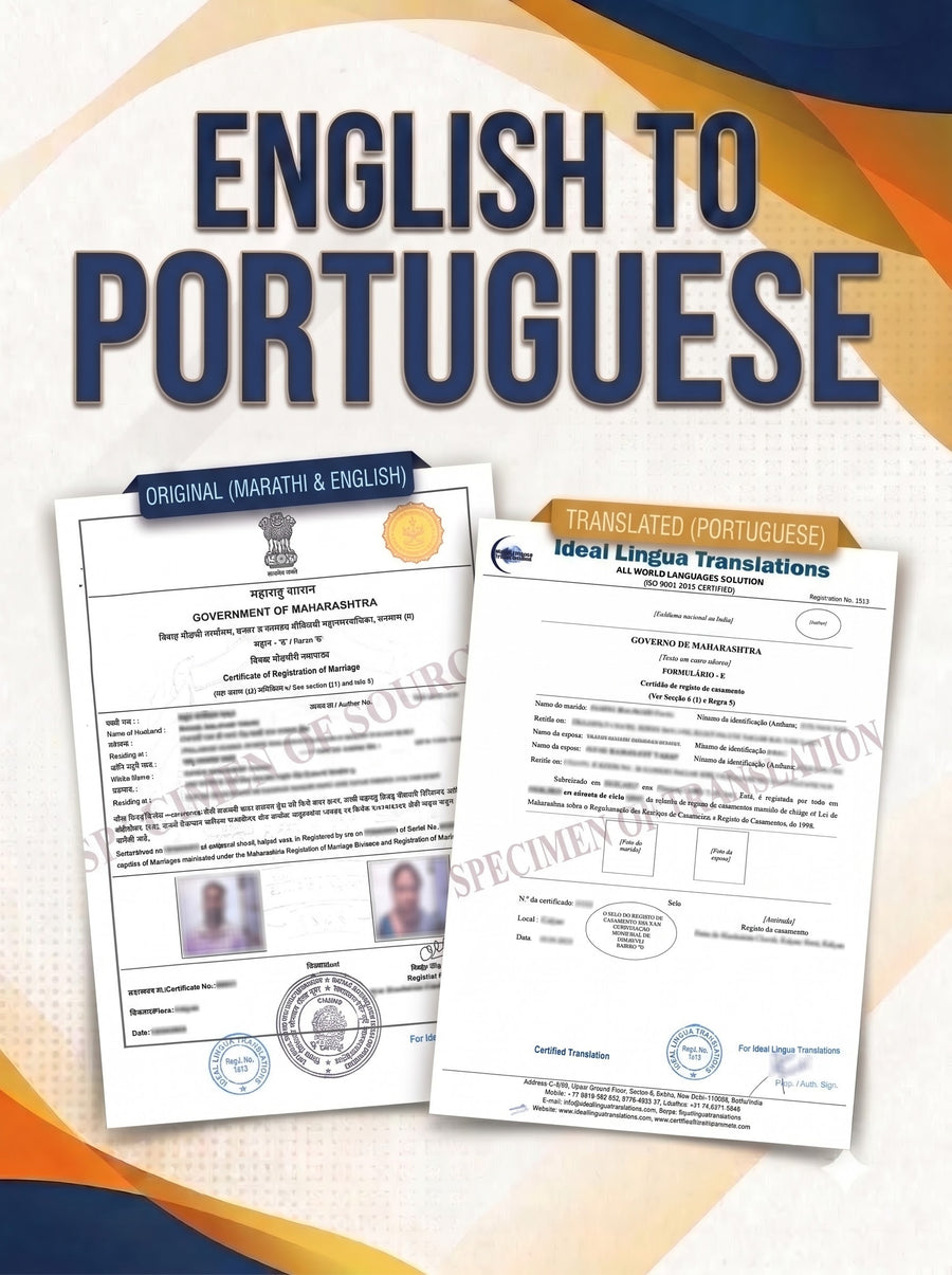 English to Portuguese Certified Translation of Degrees, Certificates & other Legal Documents