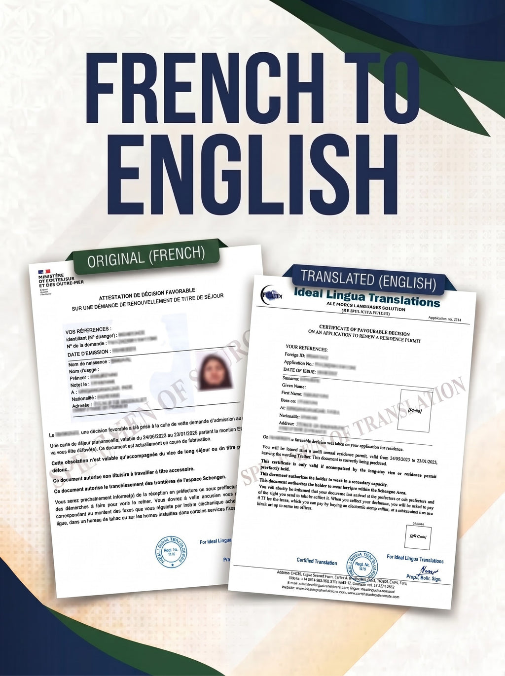 French to English Certified Translation of Degrees, Certificates & Other Legal Documents