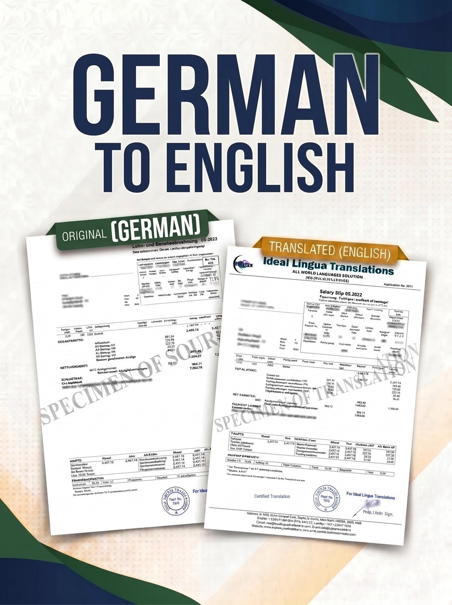 German to English Certified Translation of Degrees, Certificates & Other Legal Documents