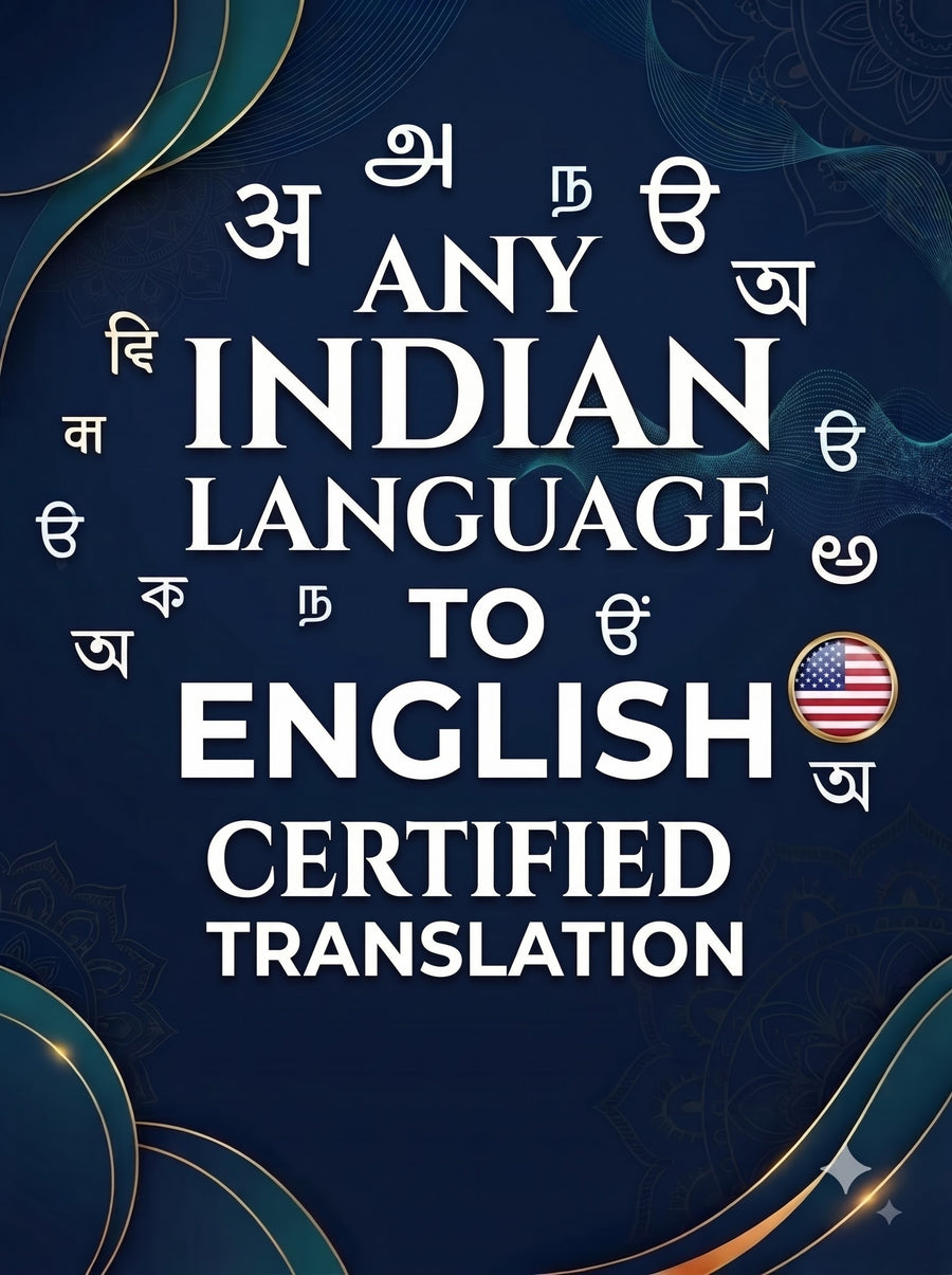 Any Indian language to English Certified Translation of Birth Certificate, Marriage Certificate and other Documents