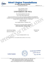 Italian to English Certified Translation of Degrees, Certificates & Other Legal Documents