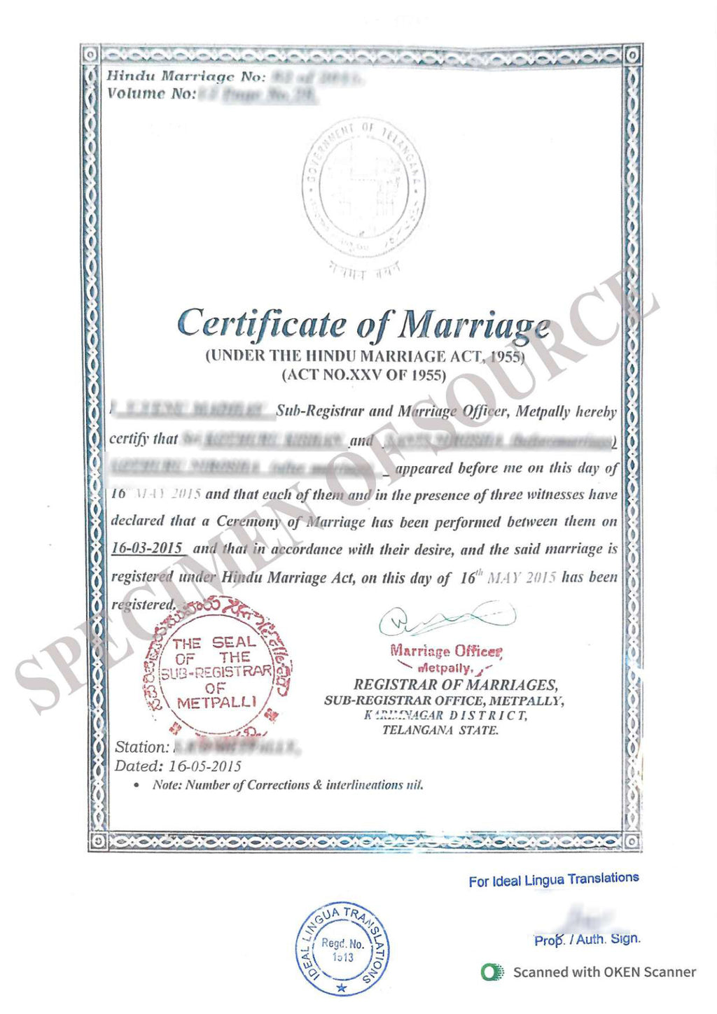 English to Arabic Certified Translation of Degrees, Certificates & other Legal Documents