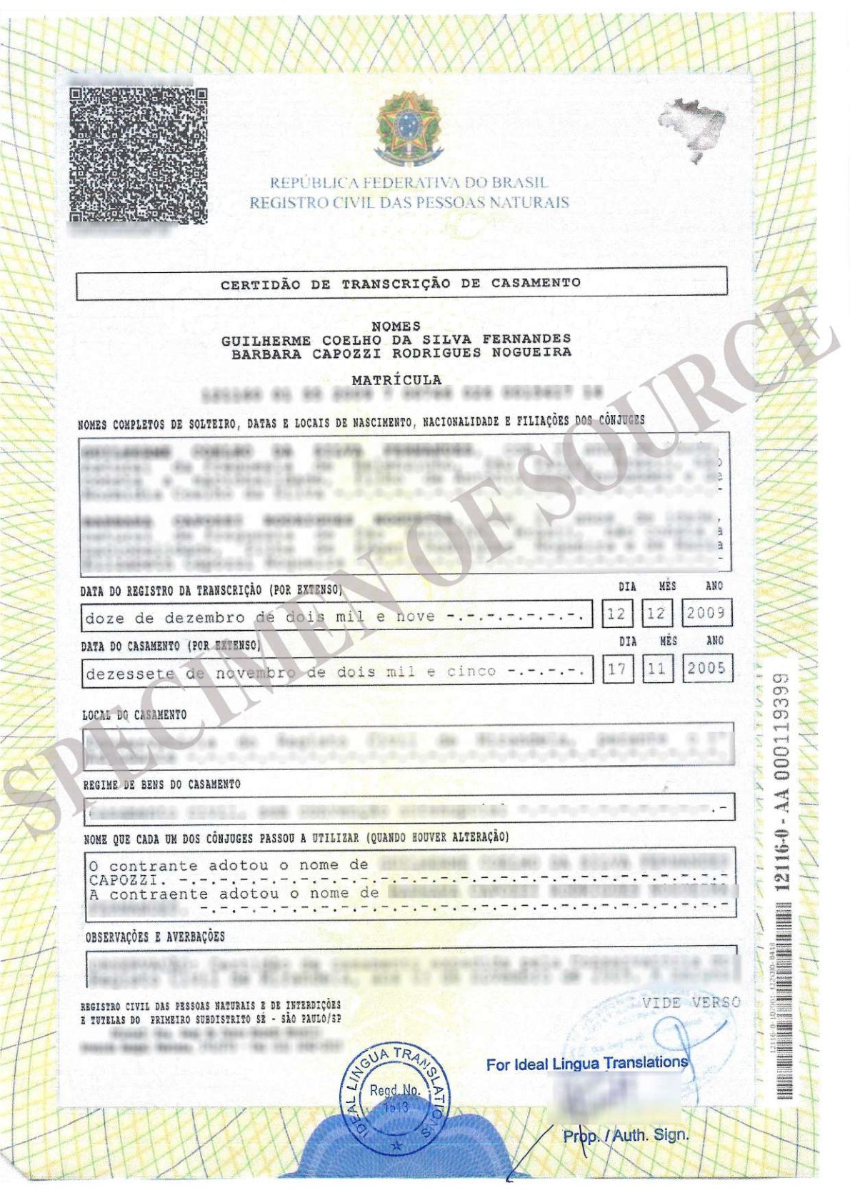 Portuguese to English Certified Translation of Degrees, Certificates & Other Legal Documents