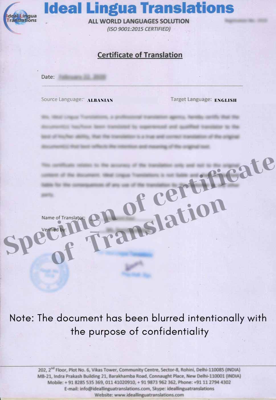Specimen-of-certificate-of-translation